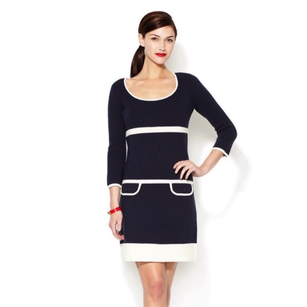 Kate Spade New York “Cathie” Sweater Dress - Navy & Cream Size SMALL